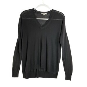 Madewell Semi Sheer Slub Linen‎ Blend V-Neck Pullover Top Long Sleeve Casual S